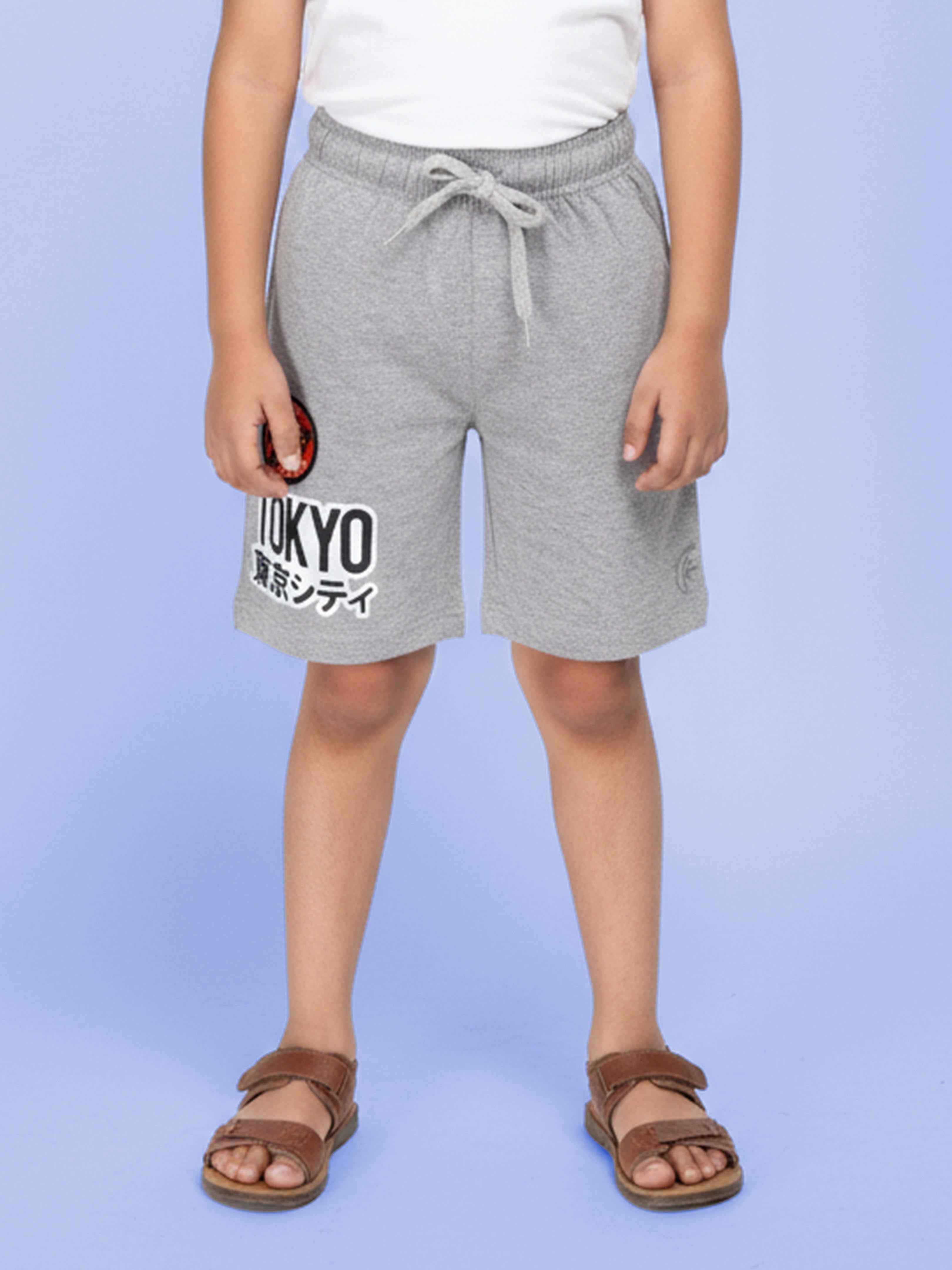 Boys Cotton Knee length Basic Short Print and Badges