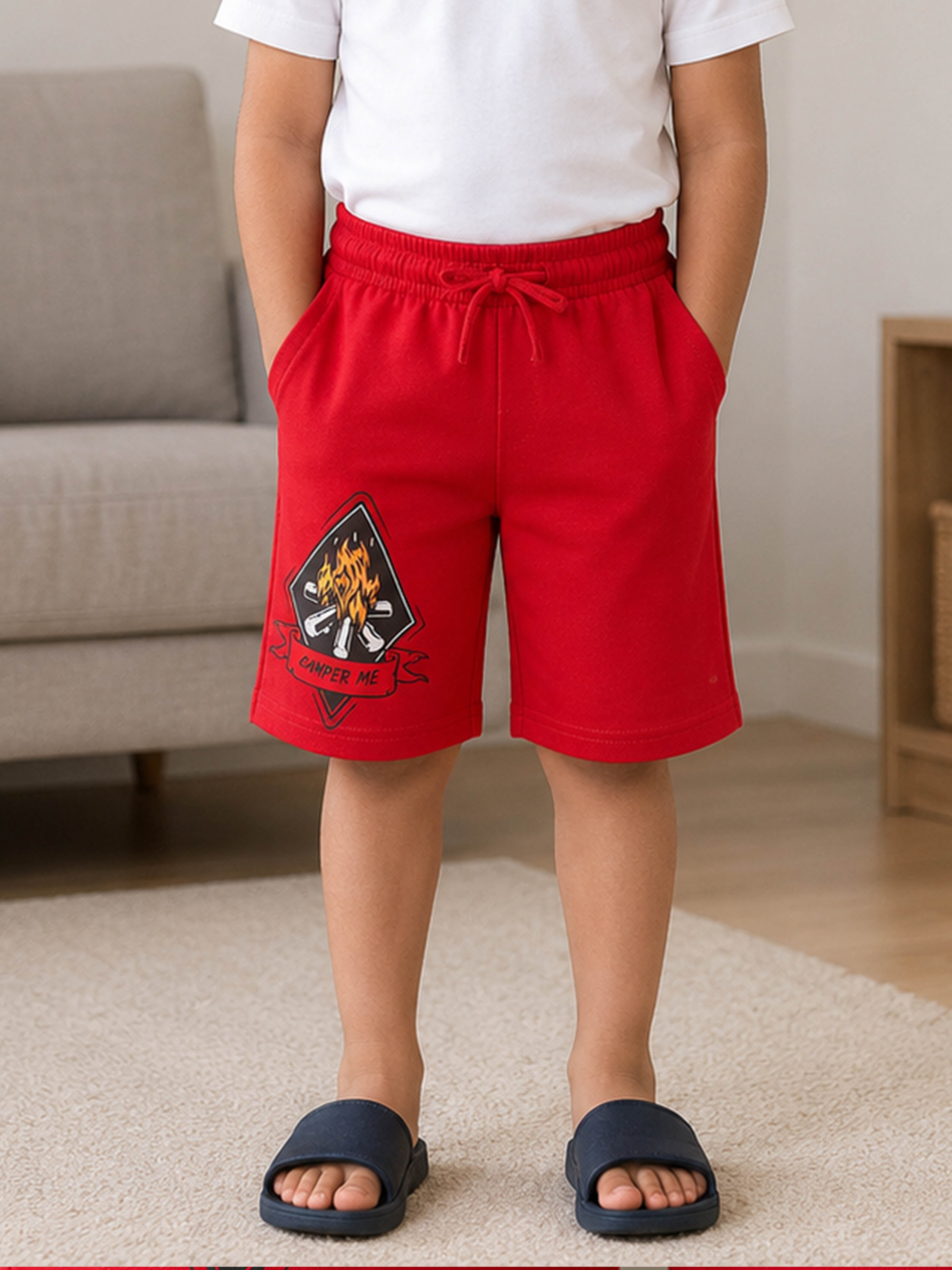 Kiddopanti Boys Cotton Knit Printed Shorts