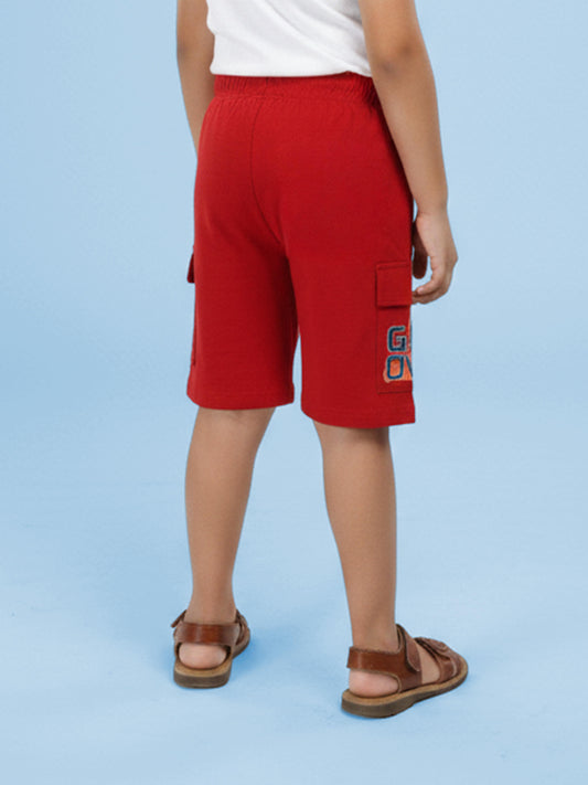 Boys Basic Cargo Knit Shorts With Gaming Themed Badges and Prints