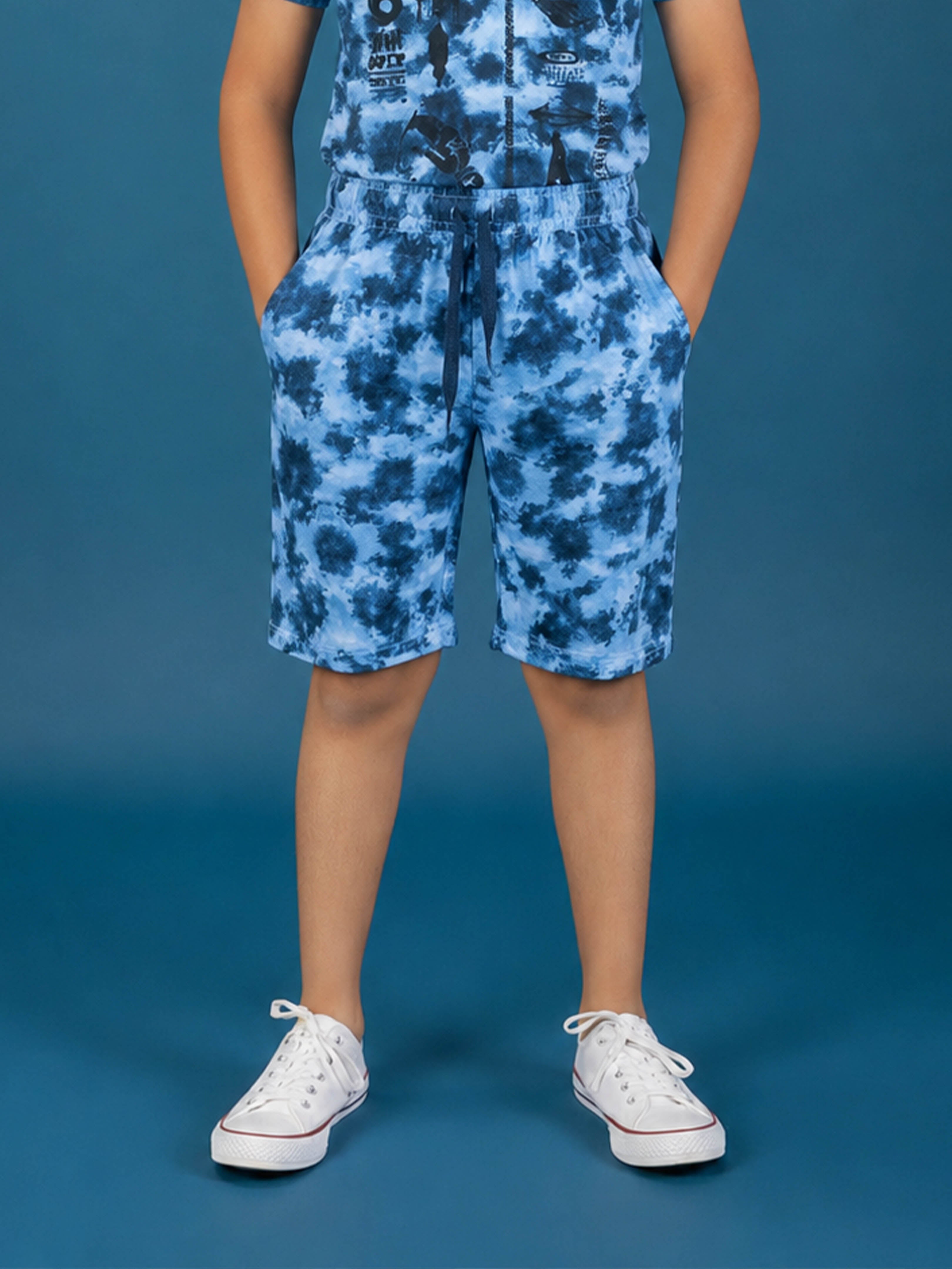 Kiddopanti Boys Cotton Knit Tie & Dye Shorts