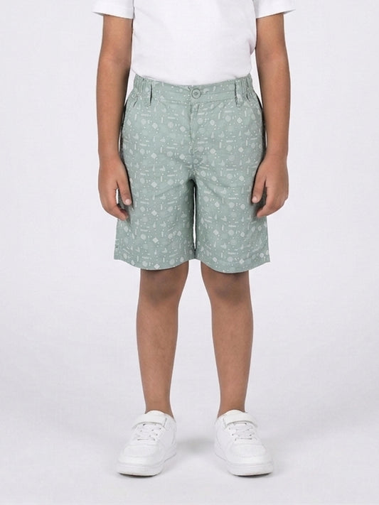 Kiddopanti Boys Cotton Above Knee Length AOP Printed Shorts