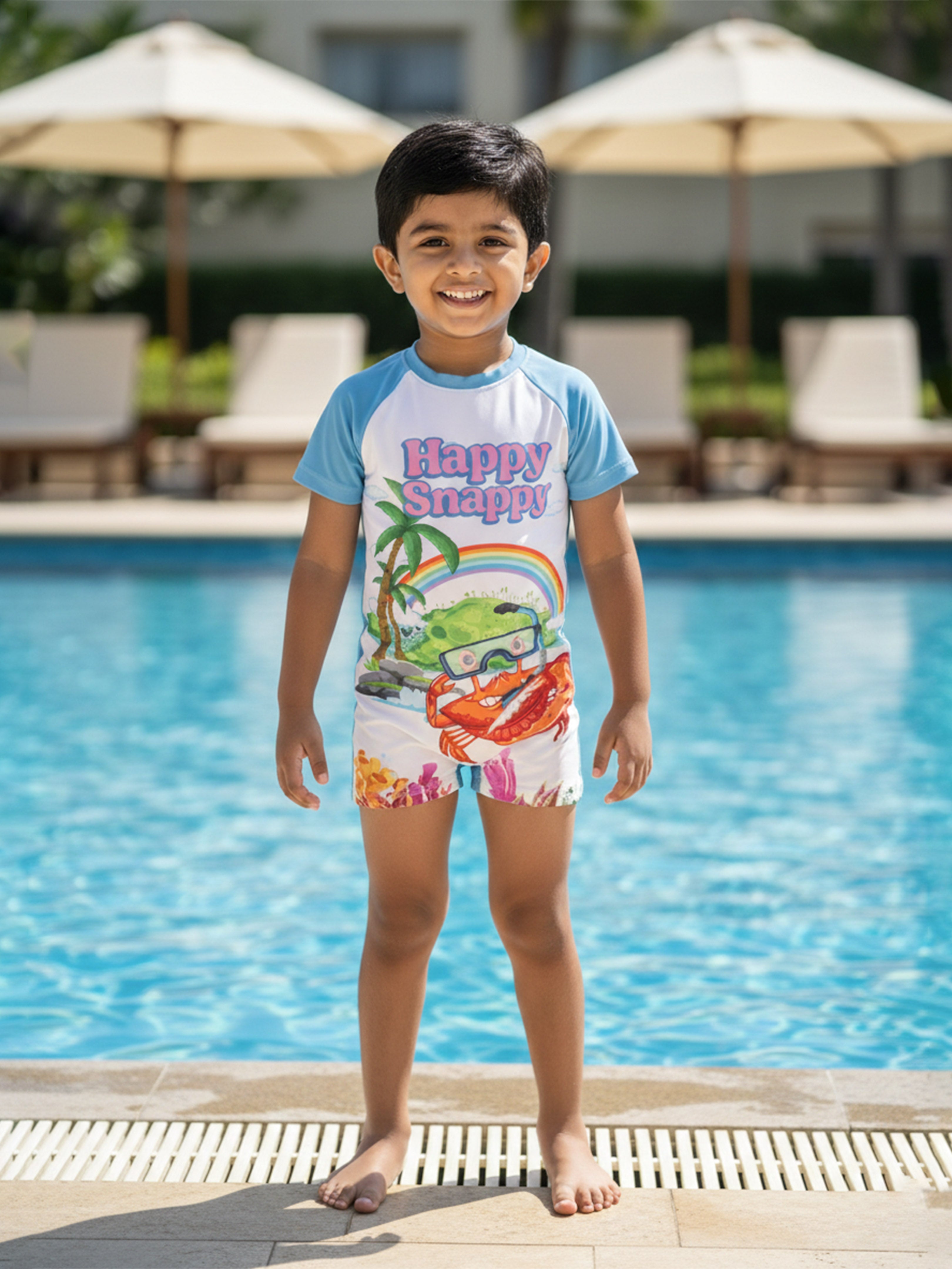 Kiddopanti Boys Polyester Spandex Printed Swimwear Swimsuit