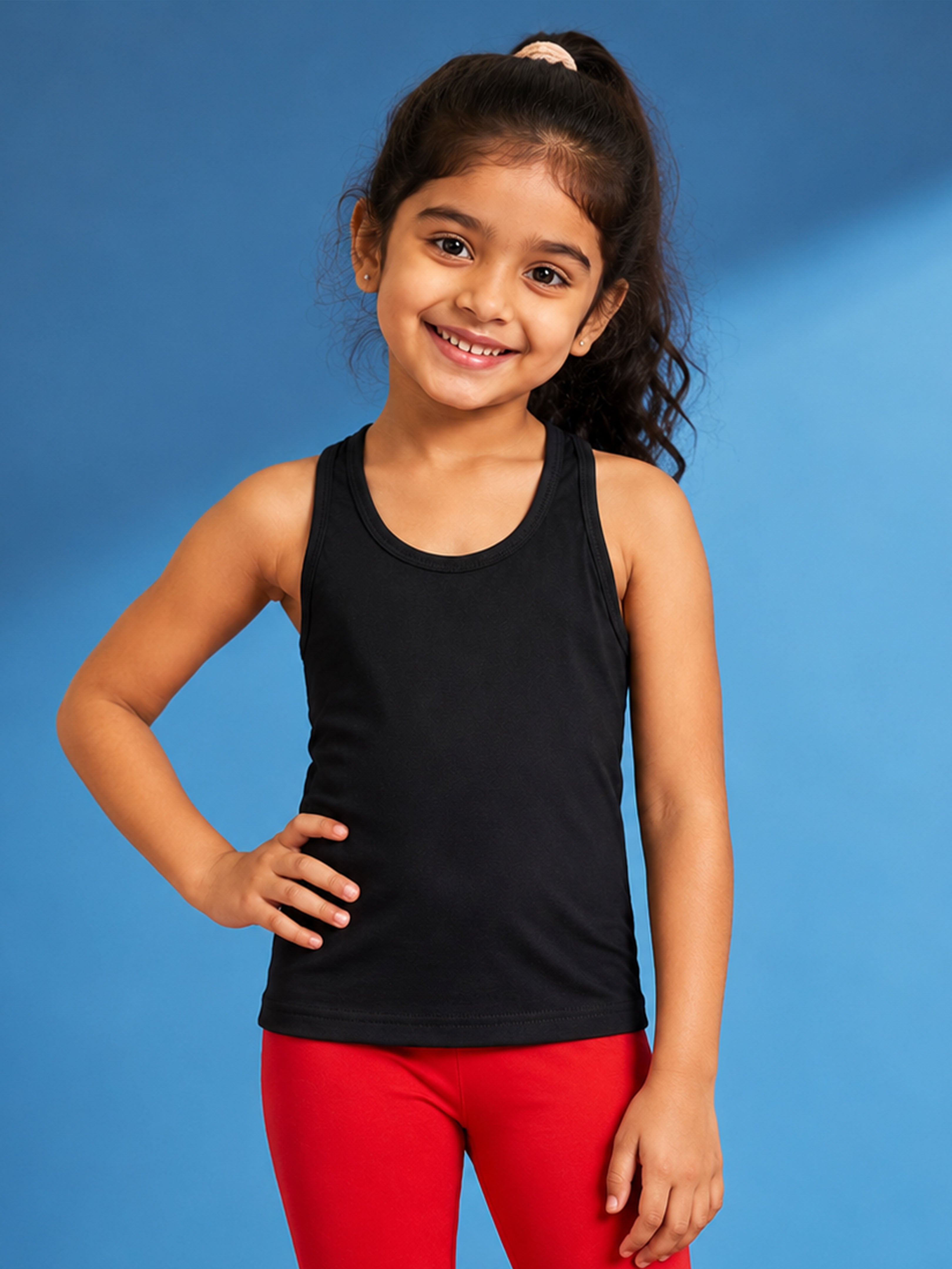 Kiddopanti Girls Cotton Spandex Sleeveless Rib Racer Back Tank Top Pack of 3
