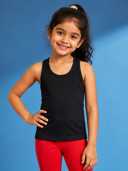 Kiddopanti Girls Cotton Spandex Sleeveless Rib Racer Back Tank Top Pack of 2