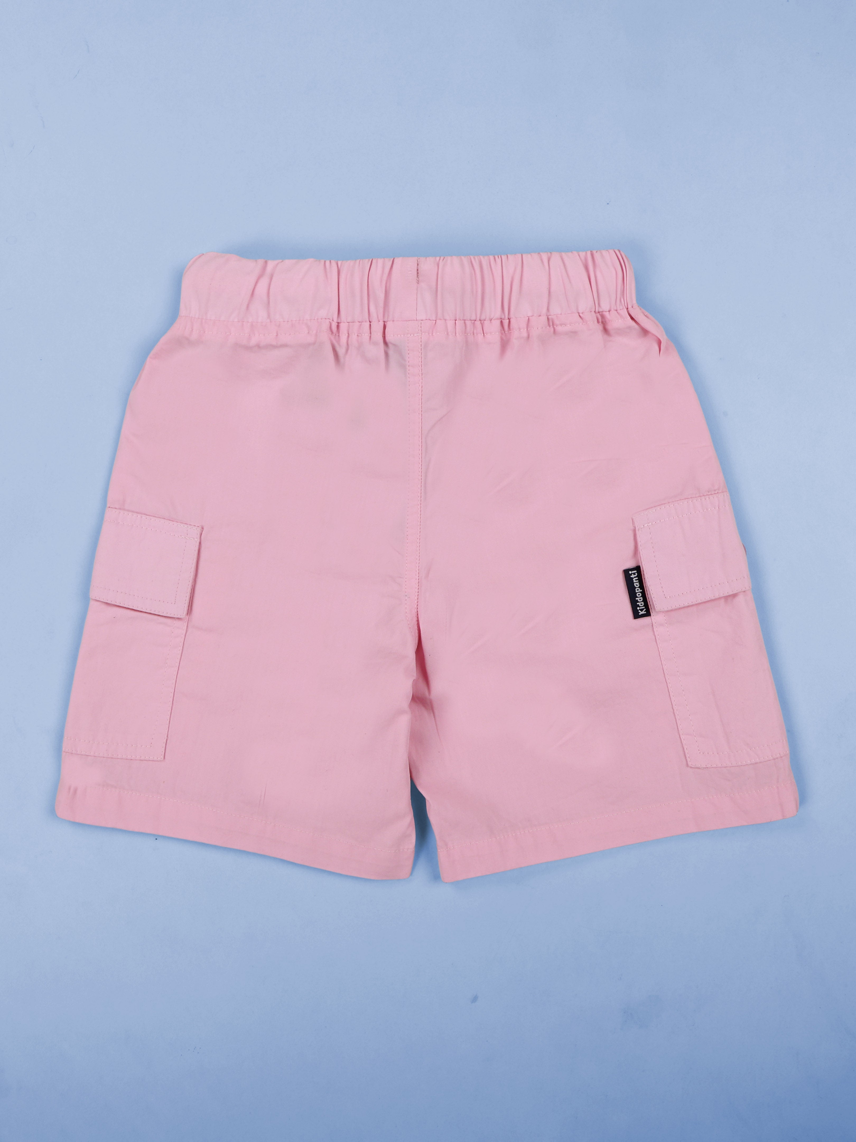 Kiddopanti Boys Cotton Woven Mid Thigh Length Solid Cargo Shorts