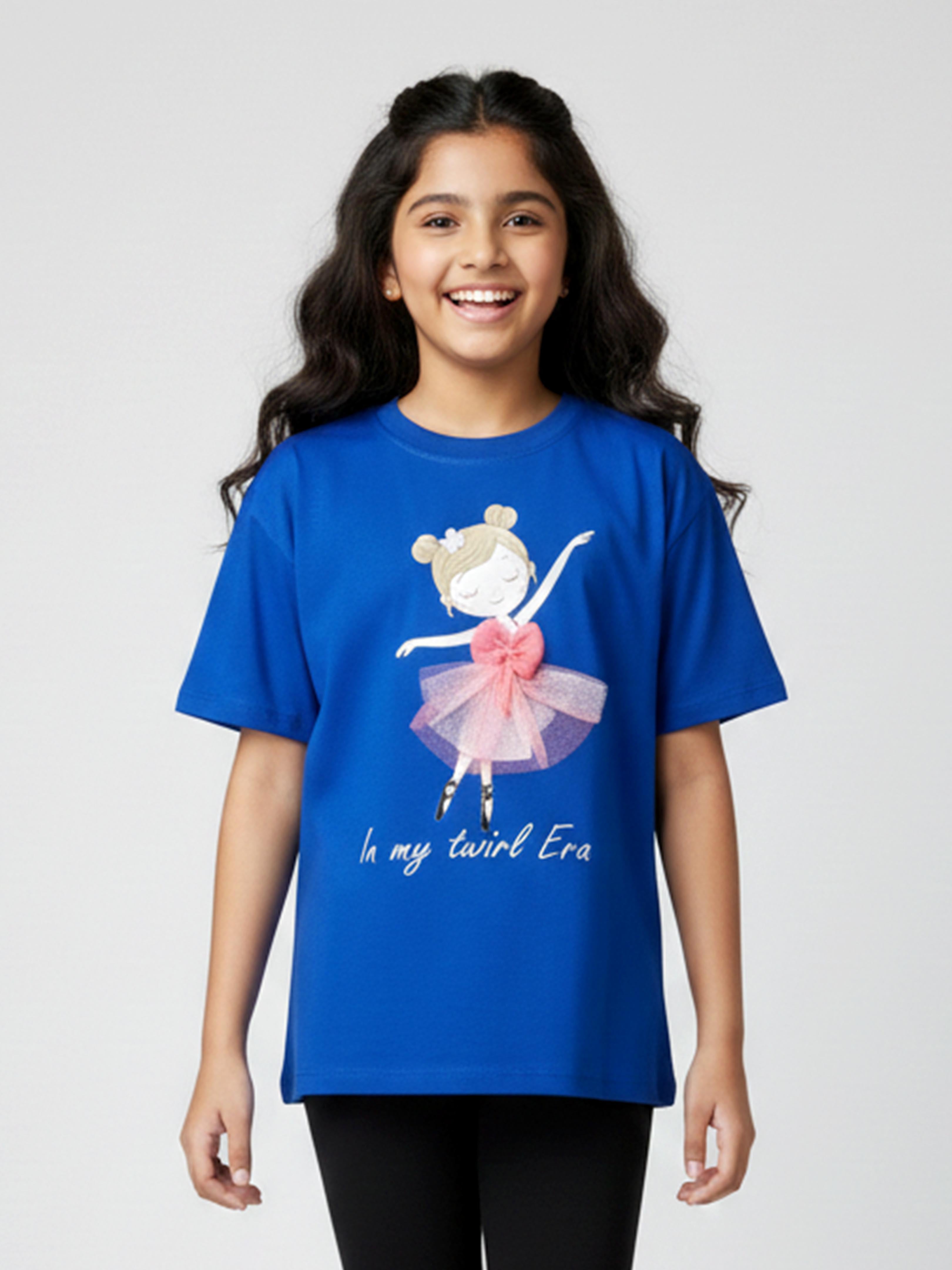 Kiddopanti Girls Cotton Drop Shoulder Chest Doll Printed With Velcro Changing Dress T-Shirt