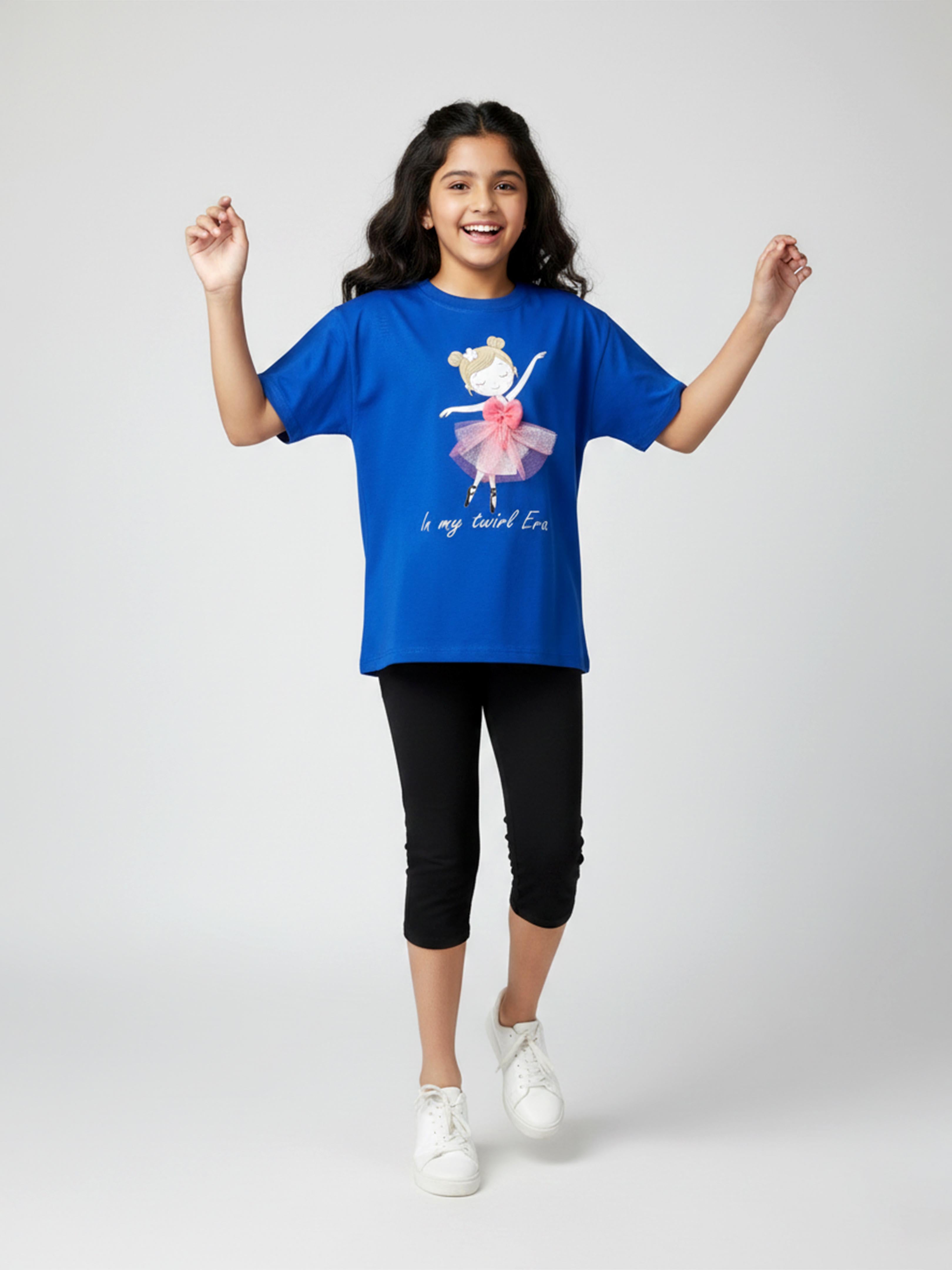 Kiddopanti Girls Cotton Drop Shoulder Chest Doll Printed With Velcro Changing Dress T-Shirt