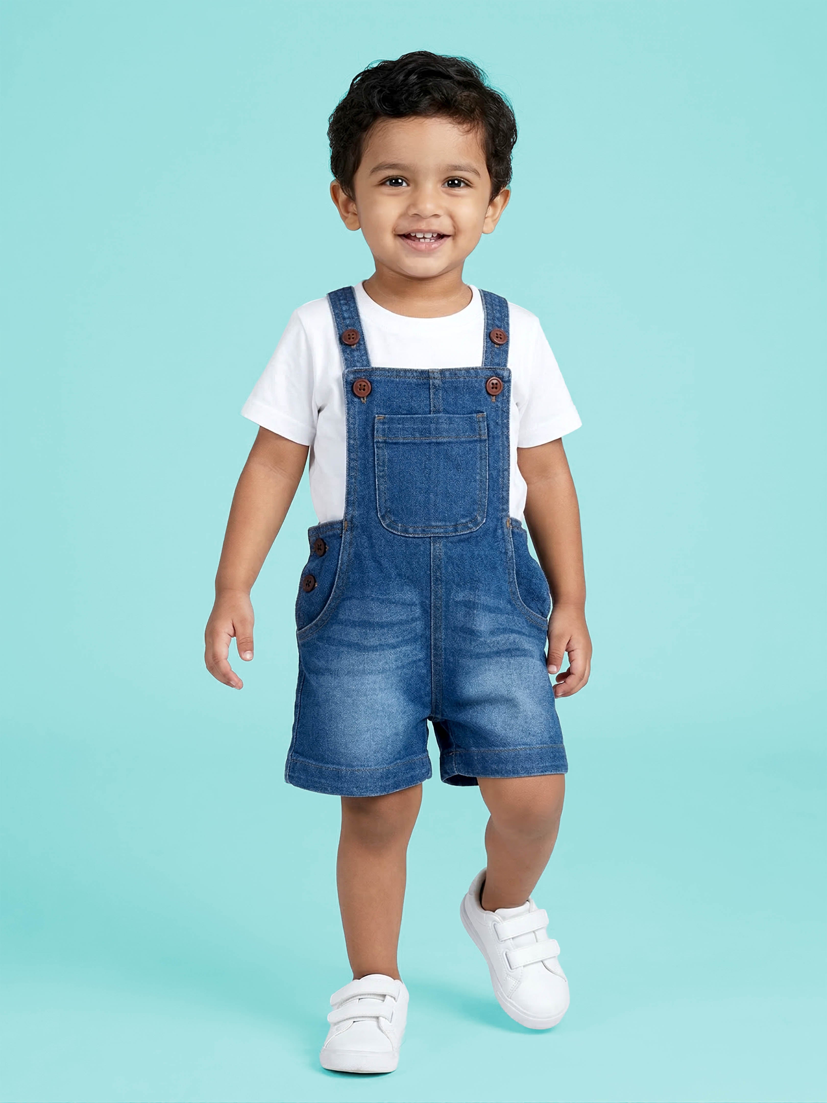 Kiddopanti Unisex Infant Denim Dungaree Shorts