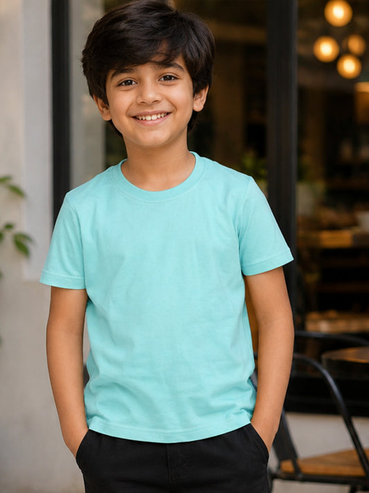 Kiddopanti Boys Coton Knit Half Sleeves Solid T-Shirt