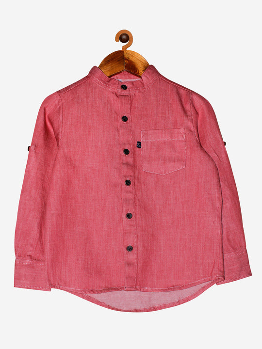 Boys Mandarin Collar Full Sleeve Cotton Shirt