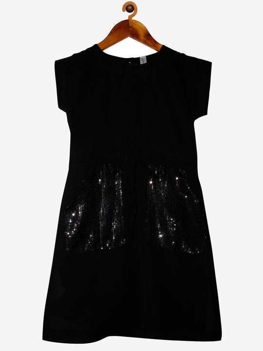 Girls Georgette Dress With Sequinned Pocket