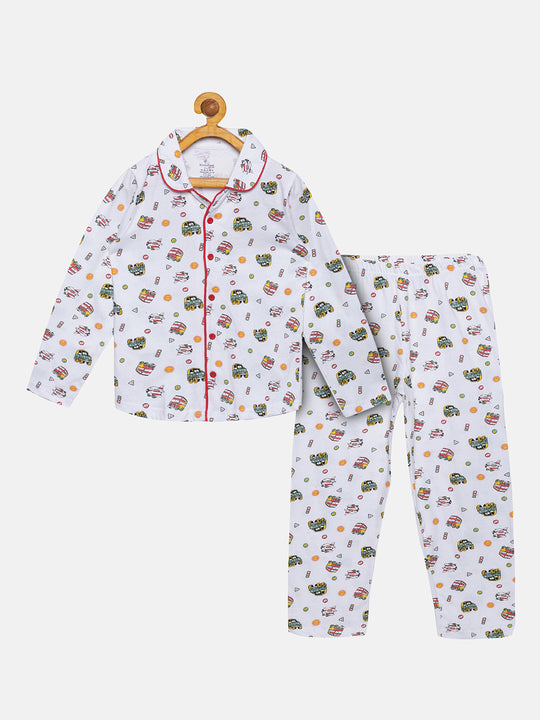 Boys Aop Print Shirt & Pyjama Night Set