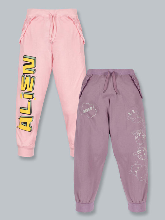 Girl's Printed Track Pant Pack of 2