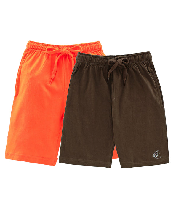Boys Solid Knit Knee length Shorts- Pack of 2
