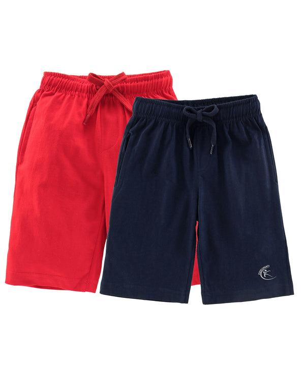 Boys Solid Knit Knee length Shorts- Pack of 2