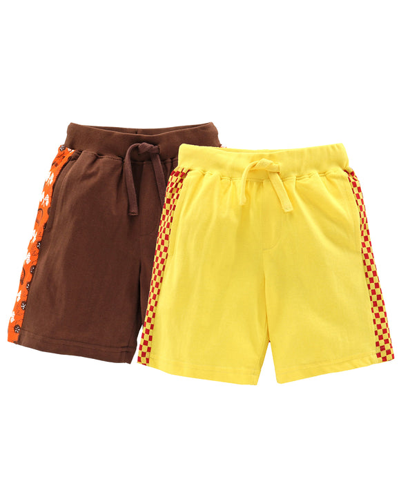 Boys Cotton Shorts with Side Panel- Pack of 2