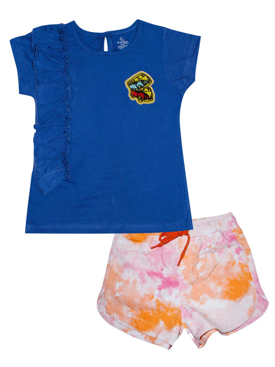 Girls Frill Tee with Badge & Hot Short Set