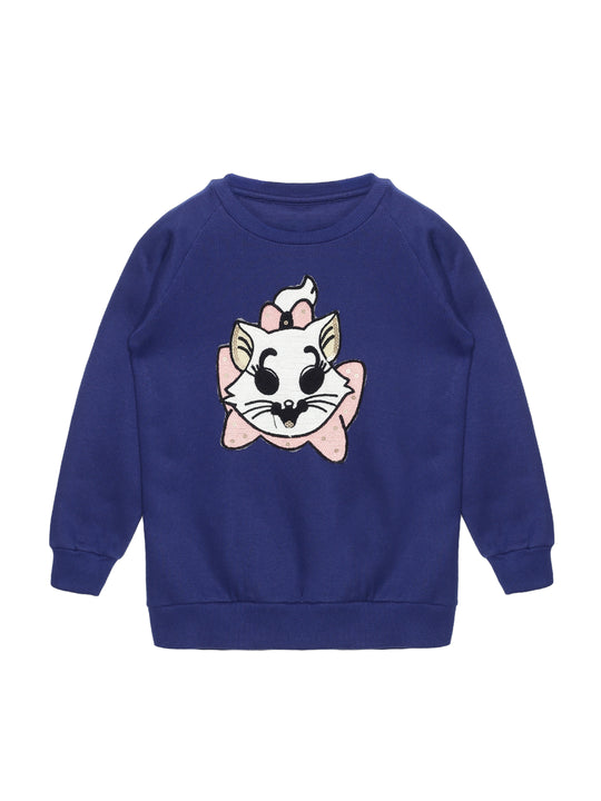 Girls Round Neck Sweatshirt With Applique