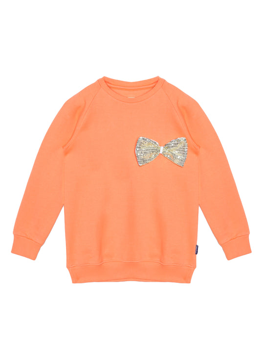 Girls Round Neck Sweatshirt With Applique