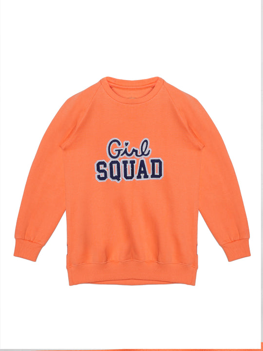 Girls Round Neck Sweatshirt With Applique