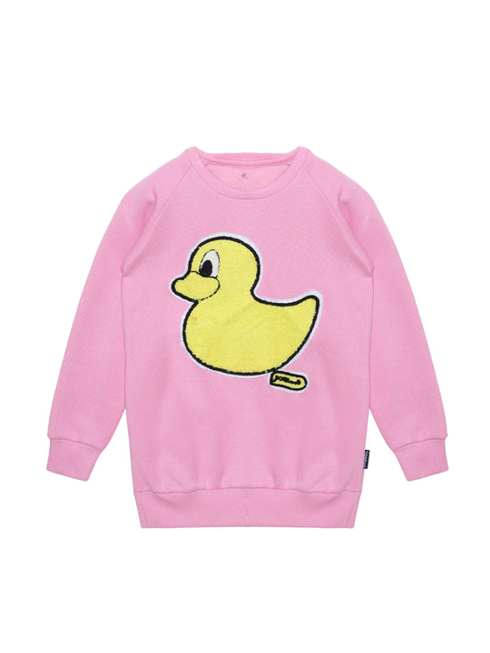 Girls Round Neck Sweatshirt With Applique