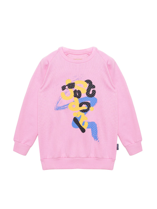 Girls Chest Print Round Neck Sweatshirt