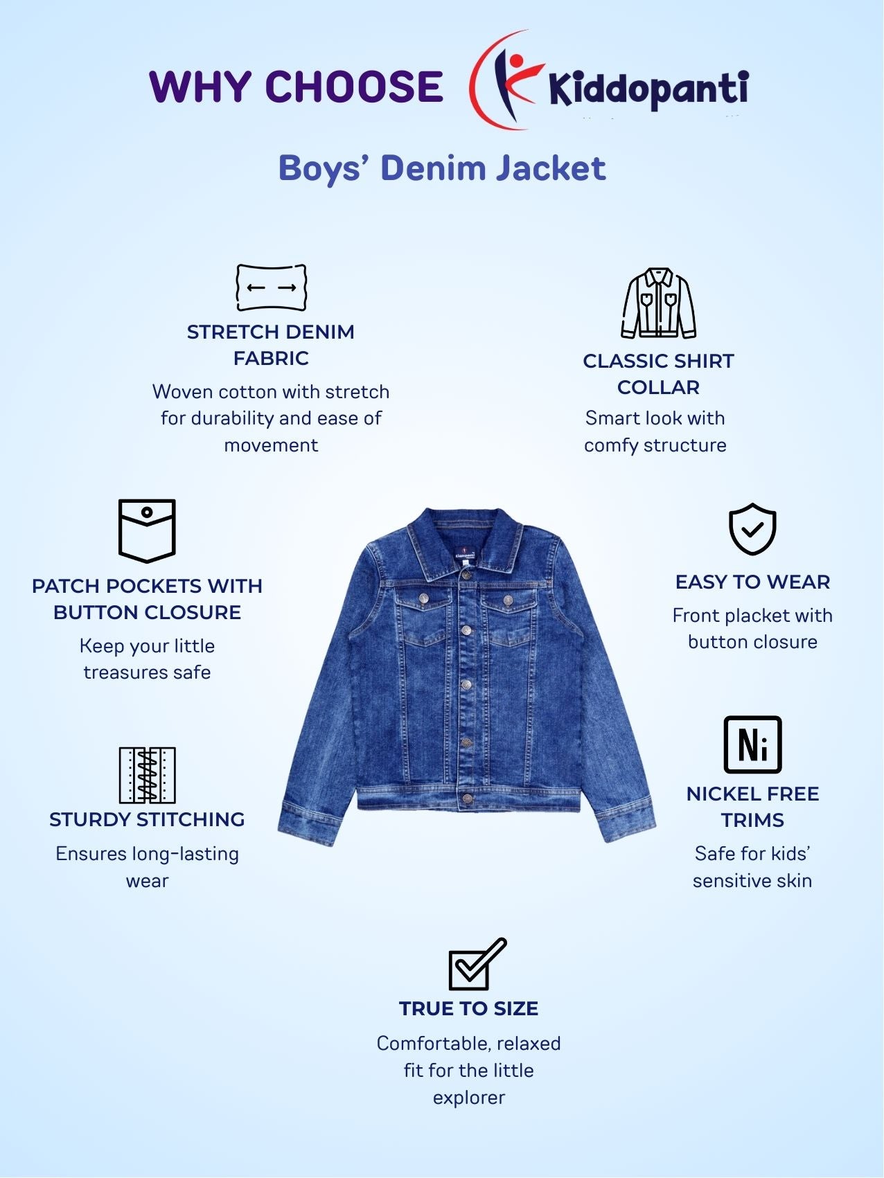 Boys Denim Woven Solid Jacket