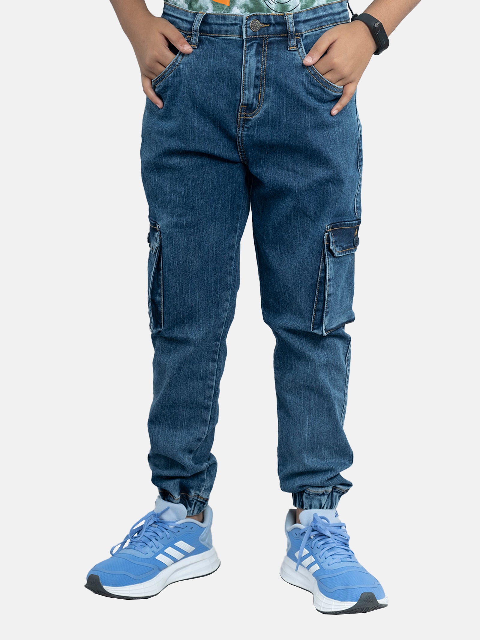 Kiddopanti Full Sleeves Denim Shirt & Basic 5 Pocket Denim Pants Set - Light Blue & Midnight Blue - Cotton - 4 to 6 Years - Blue - Boys - for Kids