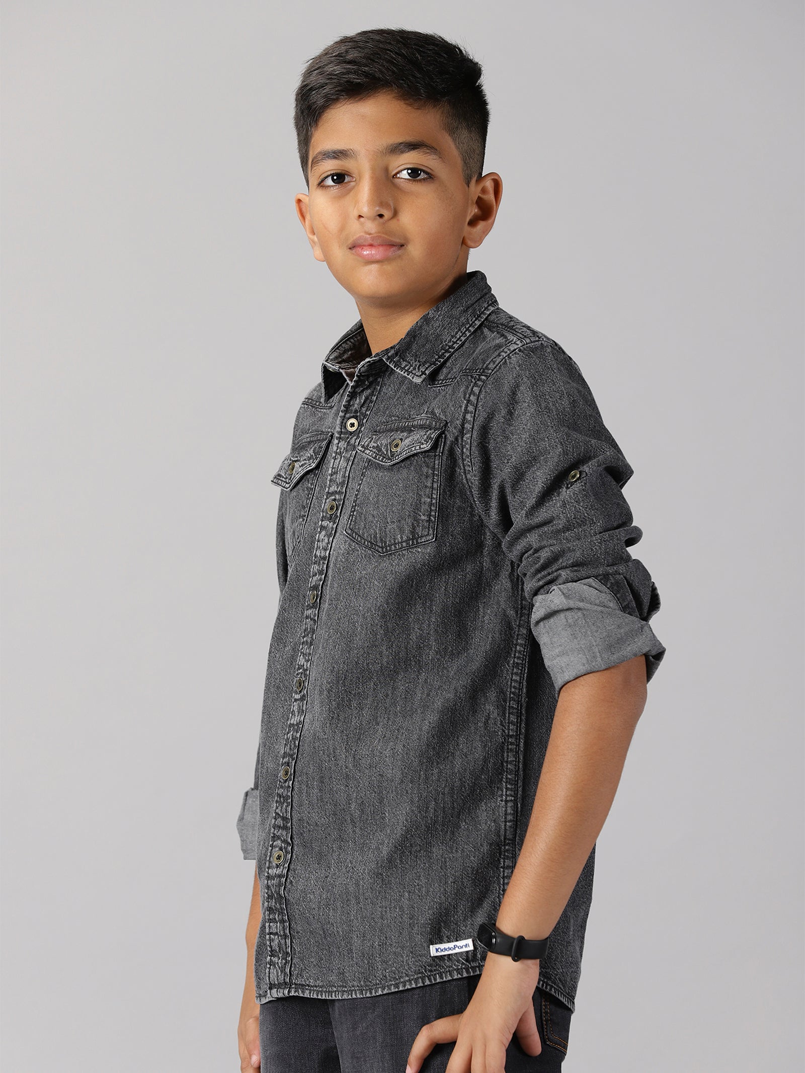 Buy Denim Shirt Charcoal clack Double Pocket (XL) at Amazon.in