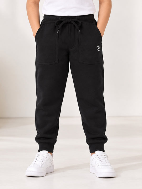 Kiddopanti Boys Cotton Fleece Solid Track Pant