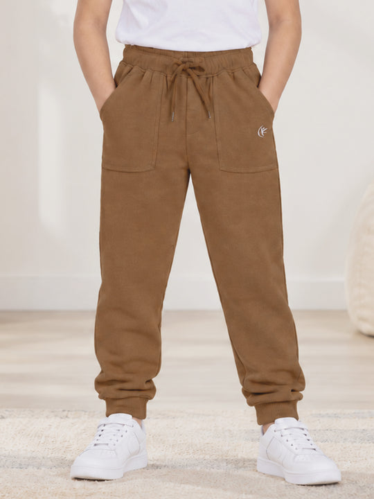 Kiddopanti Boys Fleece Solid Track Pant