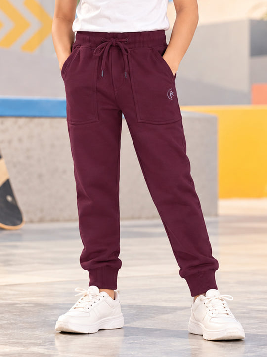 Kiddopanti Boys Fleece Solid Track Pant