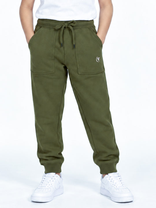 Kiddopanti Boys Fleece Solid Track Pant