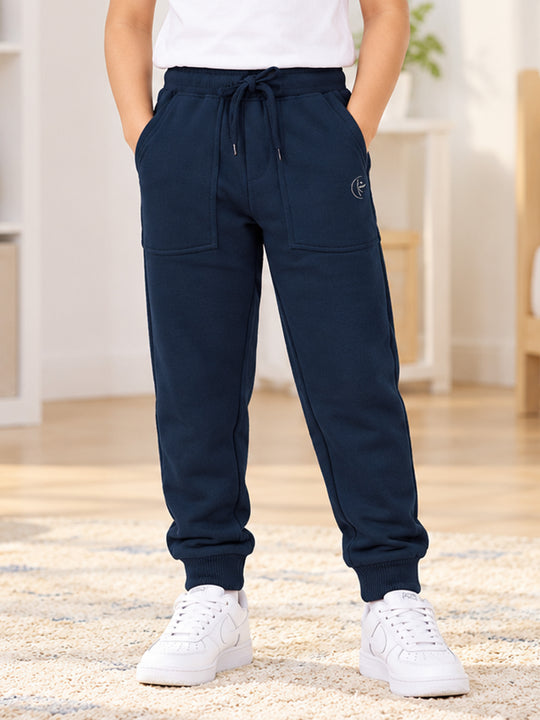 Kiddopanti Boys Fleece Solid Track Pant