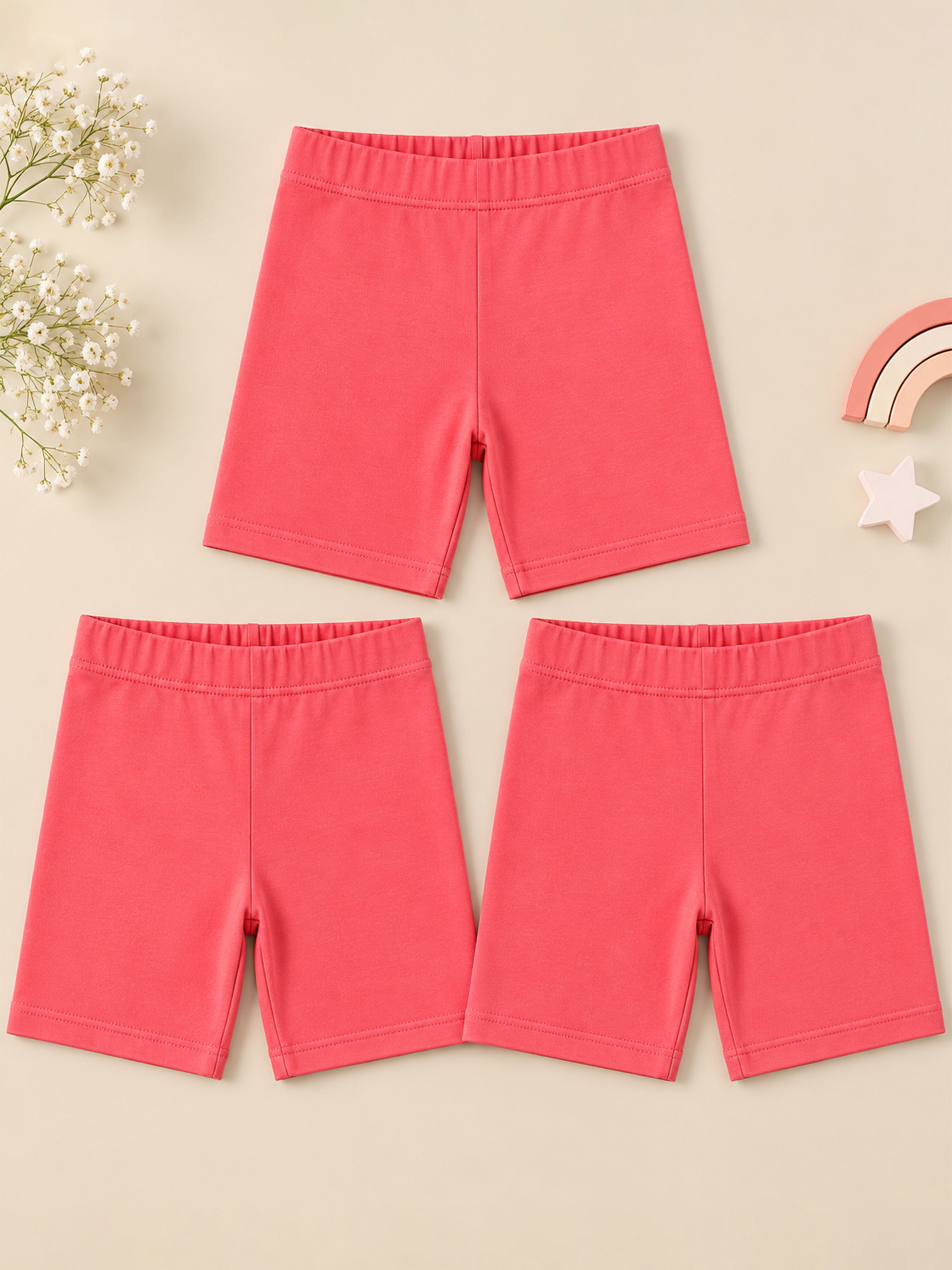 Kiddopanti Girls Cotton Spandex Cycling Shorts Pack of 3
