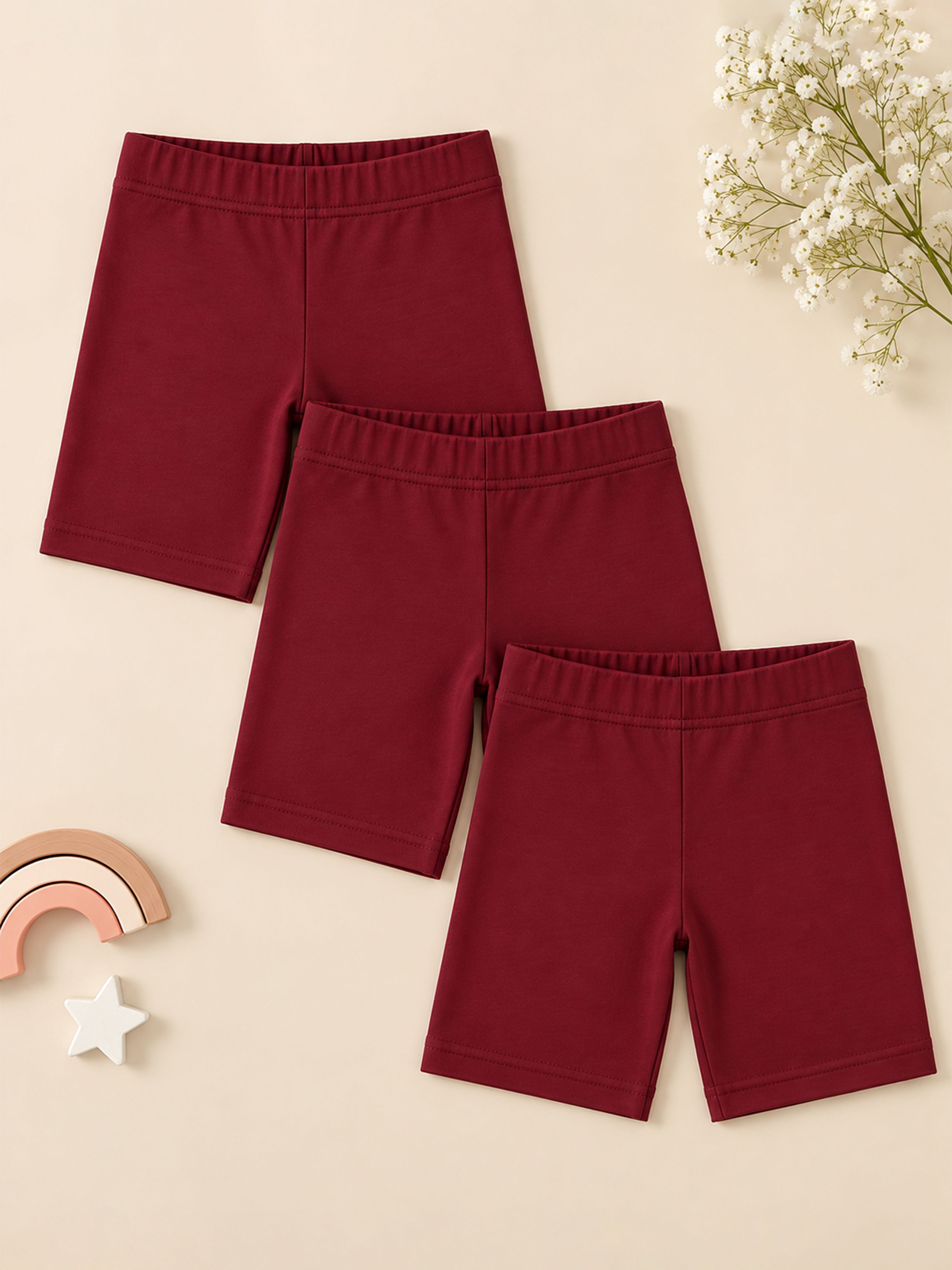 Kiddopanti Girls Cotton Spandex Cycling Shorts Pack of 3