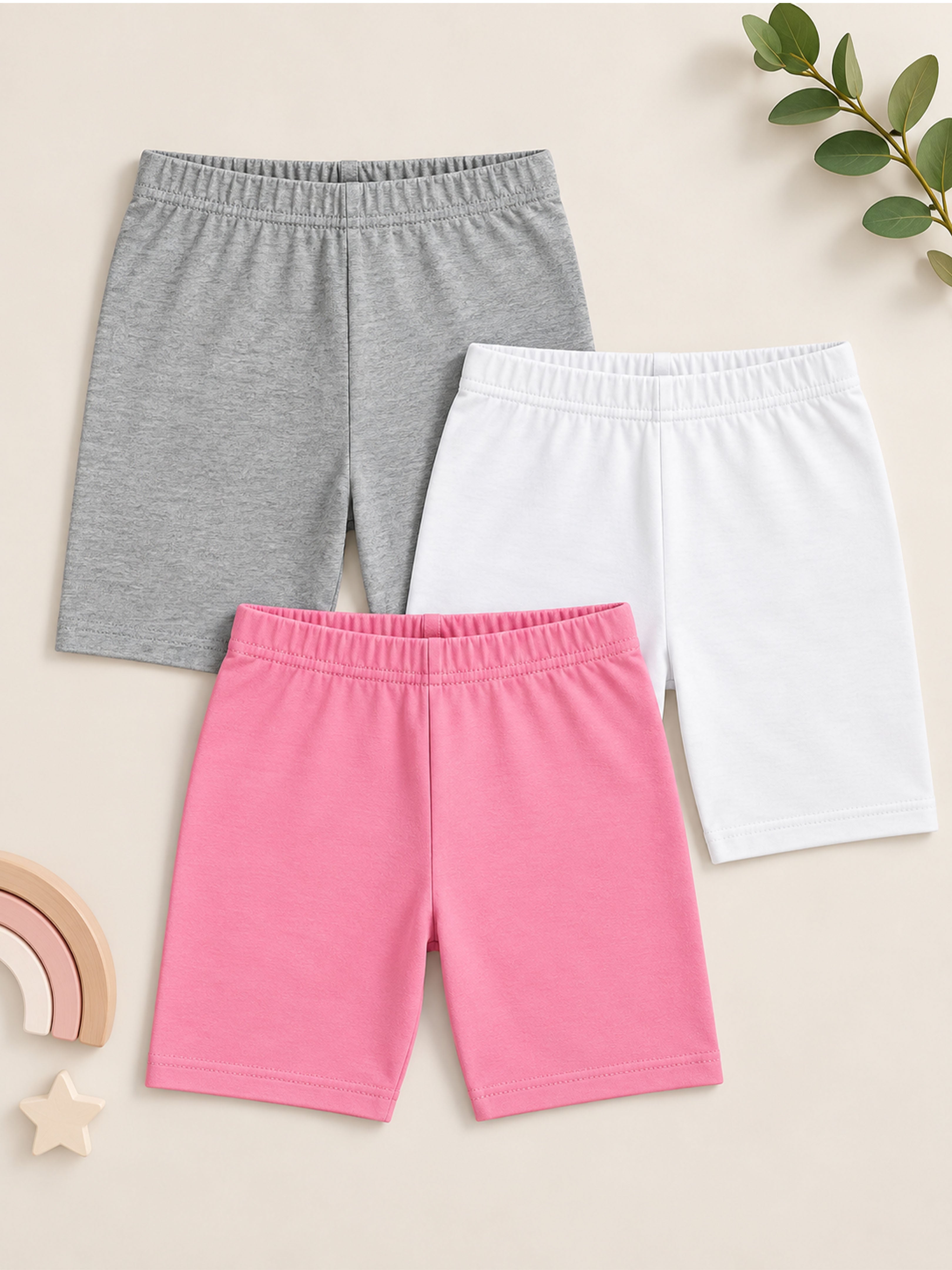 Kiddopanti Girls Cotton Spandex Cycling Shorts Pack of 3