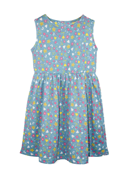 Girls Sleeveless Yoke Gather Dress