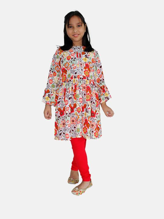 Girls Empire Kurta & Solid Legging Set