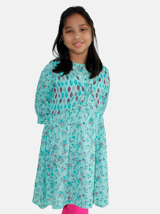 Girls Anarkali Kurta And Crop Shrug Set