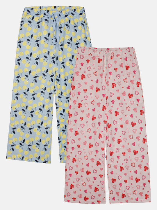 Girls Printed Pyjama Pack of 2