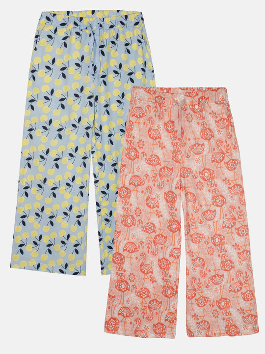 Girls Printed Pyjama Pack of 2