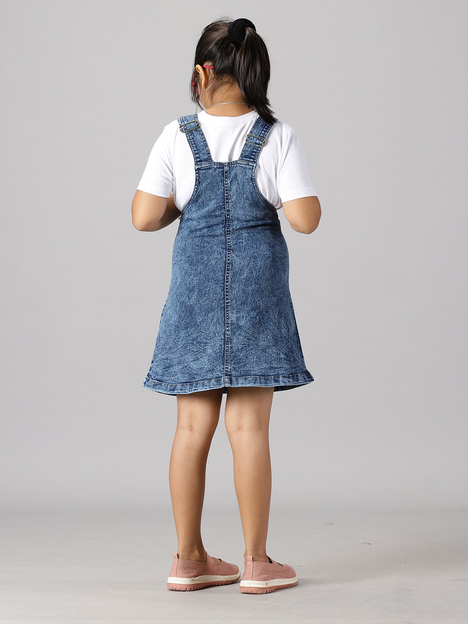 Dungaree dress Skirt Stretch Denim Blue Girls Age 8 10 12 14 16 Years