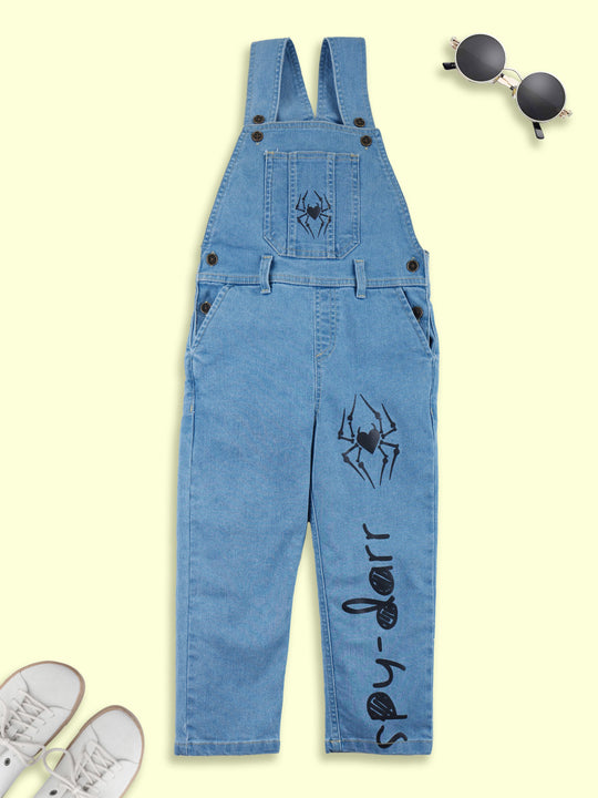 Boys Spyder Printed Full length Denim Dungaree Pant