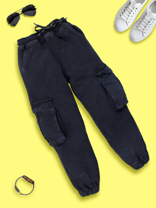 Boys Full Length Denim Jogger With Cargo Pocket