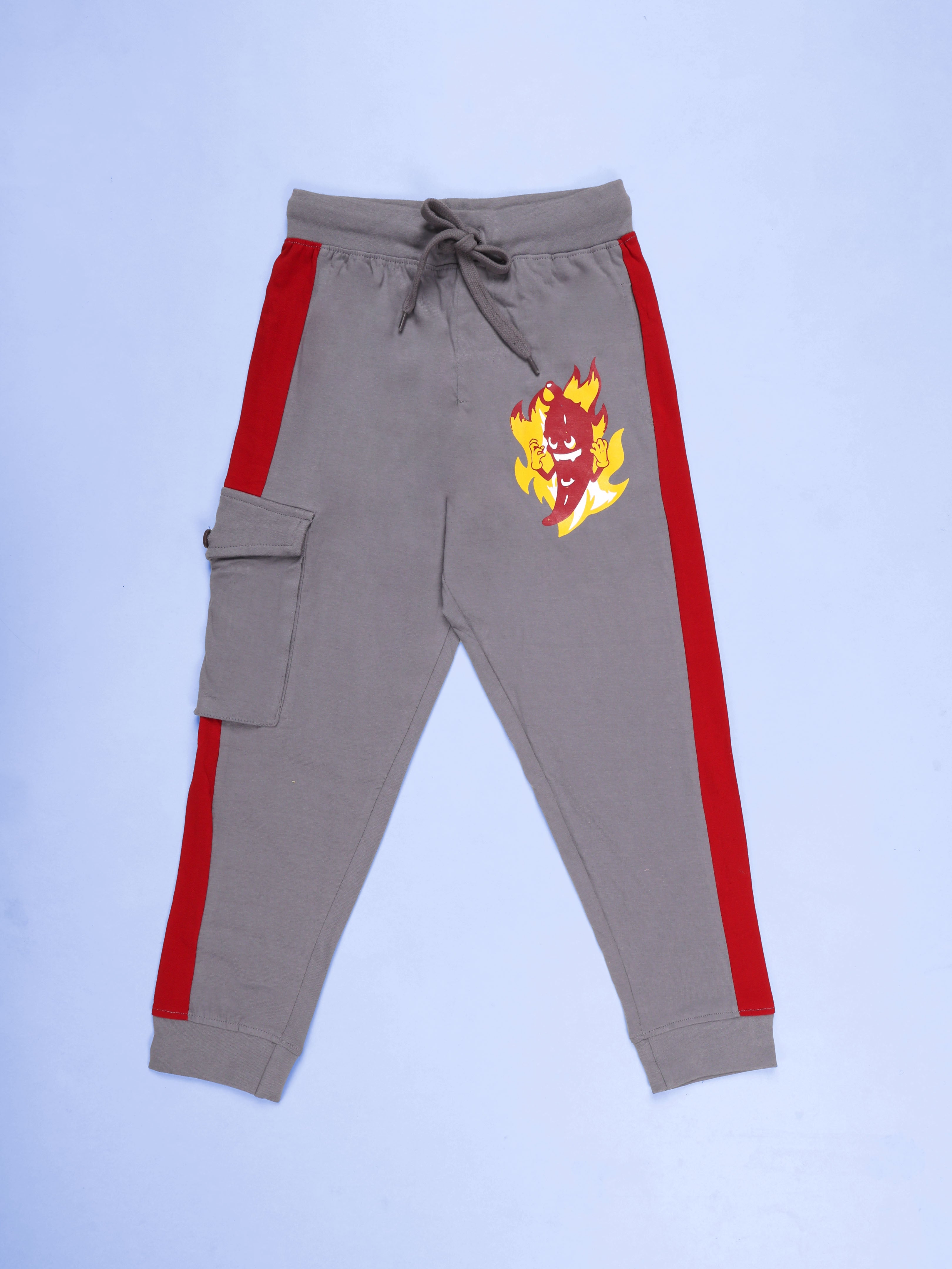 Boys Cotton Chilli Printed Cargo Track Pant
