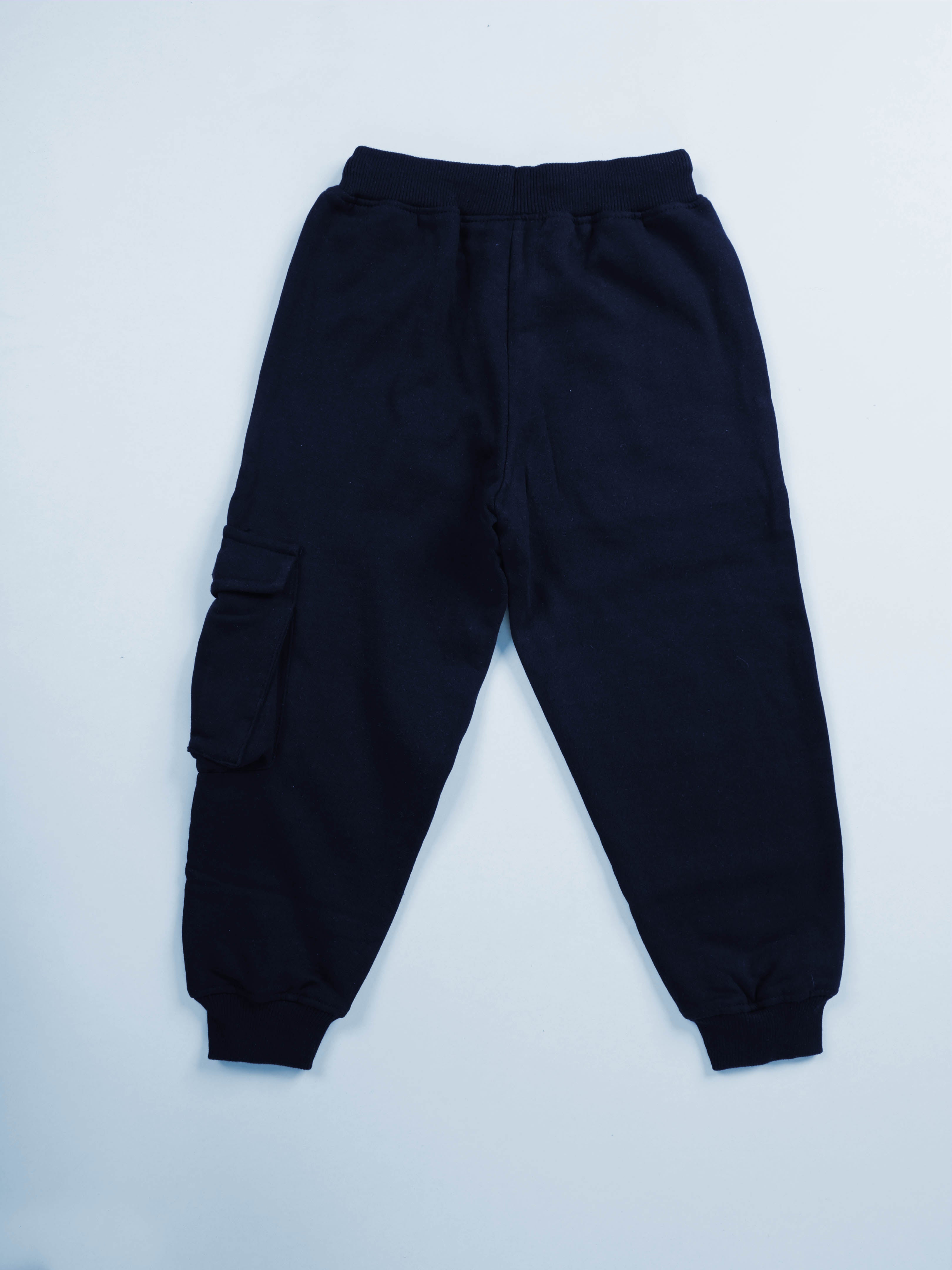 Boys Fleece Solid Cargo Track Pant