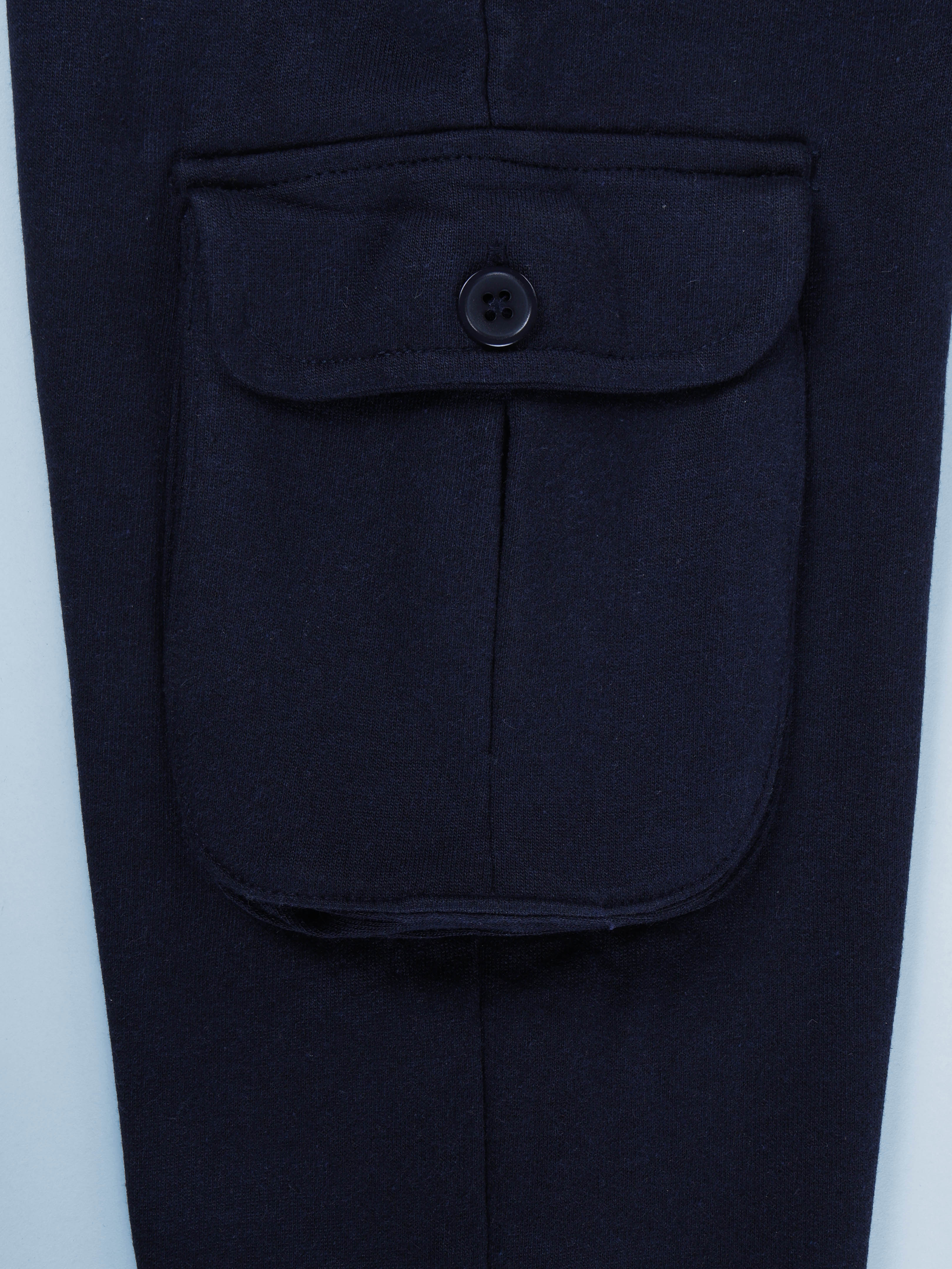 Boys Fleece Solid Cargo Track Pant