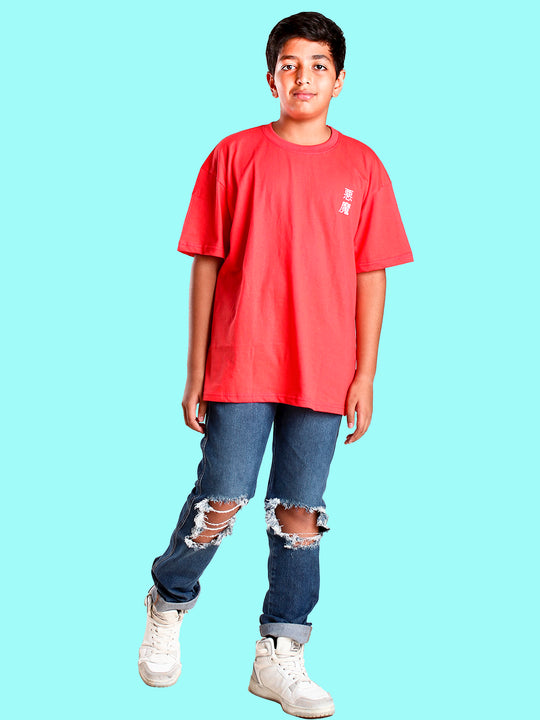 Boys Printed Over Sized Round Neck Tee