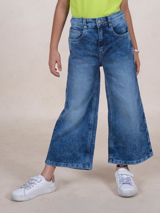 Girls Solid Flared Jeans